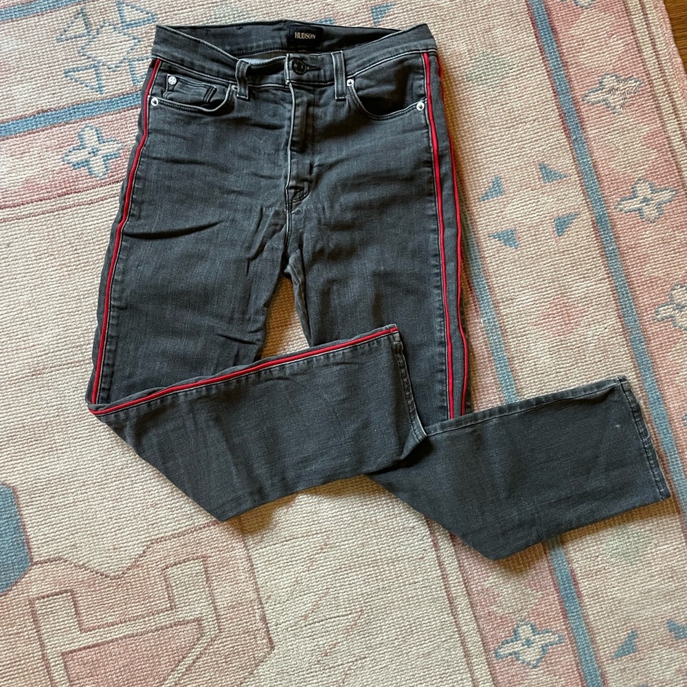 Hudson zoey black striped jean